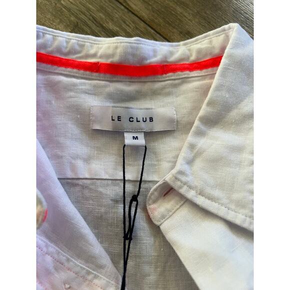 NWT Le Club Men's White Peter Linen Button Down Shirt Size Medium - Picture 7 of 7